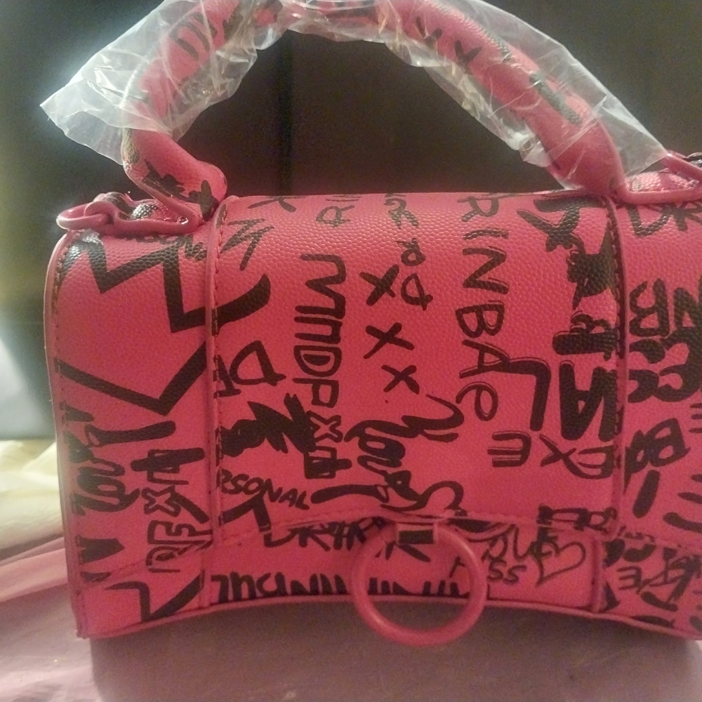 Vibrant Red& Black Graffiti Mini Bag